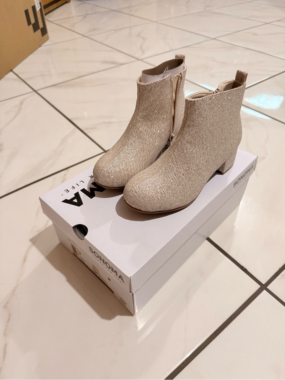 Sonoma Glitter Ankle Boots - Champagne Gold